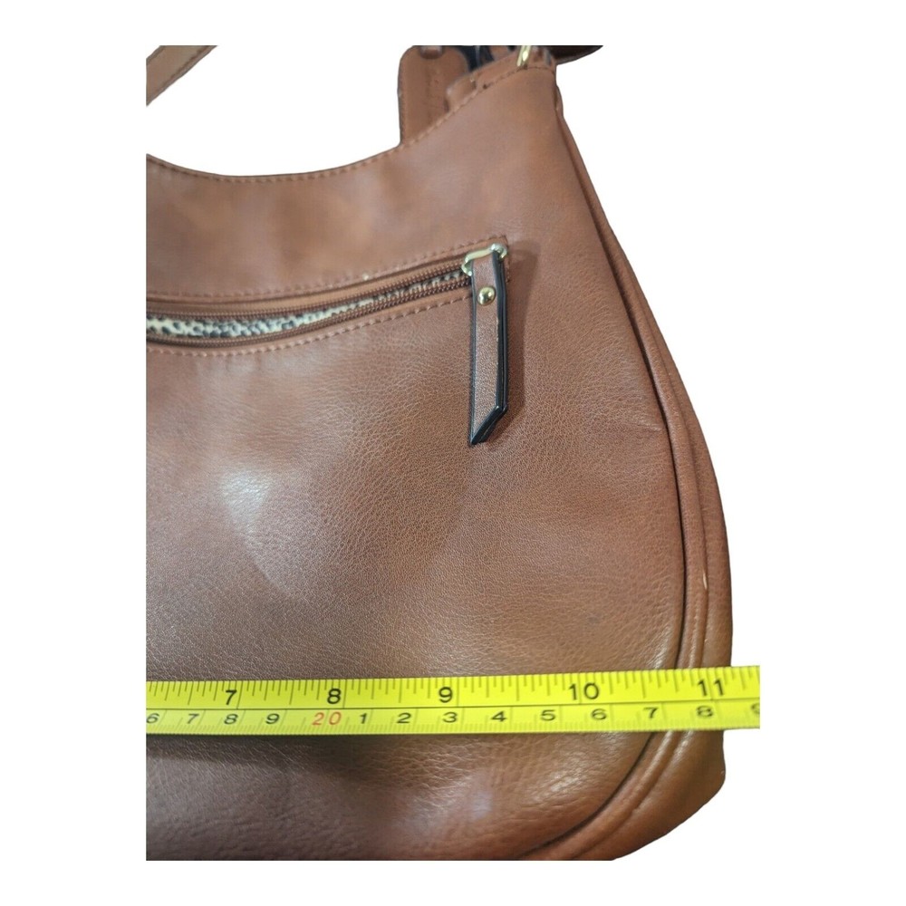 SOLE SOCIETY Women's Handbag Brown Purse Shoulder Bag Faux Leather Zipper - Picture 8 of 14